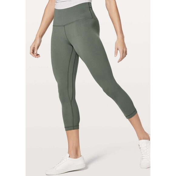 Lululemon Sz 2‎ Align Crop 21” Leggings High Rise Green Sage - Picture 1 of 9